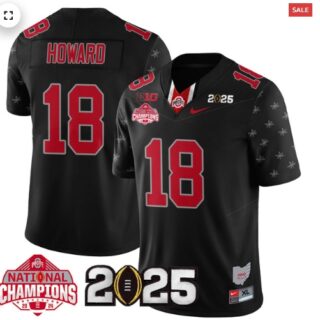 Men's Ohio State Buckeyes 2024 National Champions Limited Jersey N2 Black Limited Will Howard 18