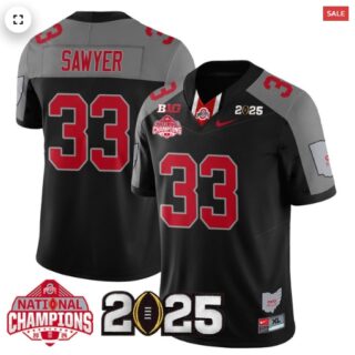 Men's Ohio State Buckeyes 2024 National Champions Limited Jersey N2 Black Special Jack Sawyer 33