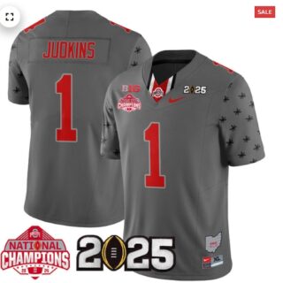Men's Ohio State Buckeyes 2024 National Champions Limited Jersey N2 Gray Quinshon Judkins 1
