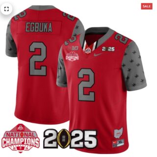 Men's Ohio State Buckeyes 2024 National Champions Limited Jersey N2 Red Emeka Egbuka 2