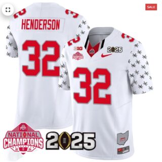 Men's Ohio State Buckeyes 2024 National Champions Limited Jersey N2 Treveyon Henderson 32