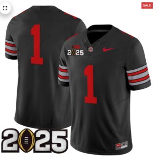 Men's Ohio State Buckeyes 'Heritage Stripe' 2025 CFP Final Patch Vapor Limited Jersey Black #1 Team