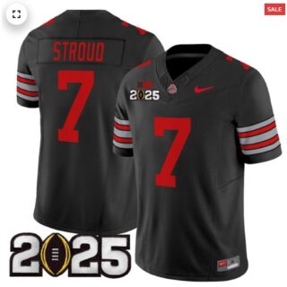 Men's Ohio State Buckeyes 'Heritage Stripe' 2025 CFP Final Patch Vapor Limited Jersey Black C J Stroud