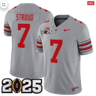 Men's Ohio State Buckeyes 'Heritage Stripe' 2025 CFP Final Patch Vapor Limited Jersey Gray C J Stroud