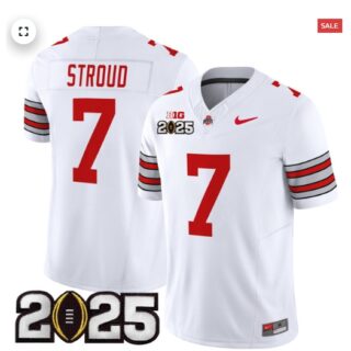Men's Ohio State Buckeyes 'Heritage Stripe' 2025 CFP Final Patch Vapor Limited Jersey White C J Stroud