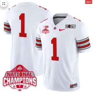 Men's Ohio State Buckeyes 'Heritage Stripe' 2025 CFP Patch National Champions Jersey #1 Team