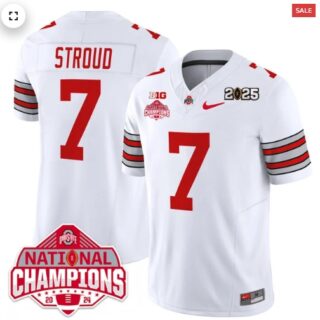 Men's Ohio State Buckeyes 'Heritage Stripe' 2025 CFP Patch National Champions Jersey C J Stroud 7