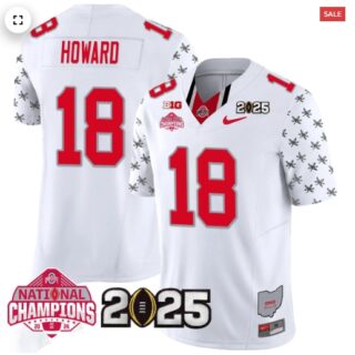 Men's Ohio State Buckeyes 'Heritage Stripe' 2025 CFP Patch National Champions Jersey Will Howard 18