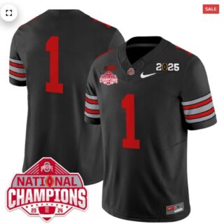 Men's Ohio State Buckeyes 'Heritage Stripe' 2025 CFP Patch National Champions Jersey black #1 Team