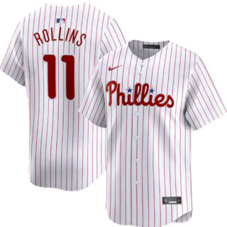Men's Philadelphia Phillies #11 Jimmy Rollins White Home Limited Stitched Jersey