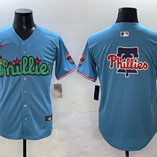 Men's Philadelphia Phillies Team Big Logo Light Blue Phanatic Limited Stitched Jersey
