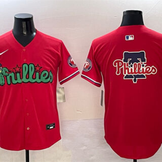 Men's Philadelphia Phillies Team Big Logo Red Phanatic Limited Stitched Jersey