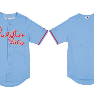 Men's Puerto Rico Alt 2 Blue Stitched Baseball Jersey