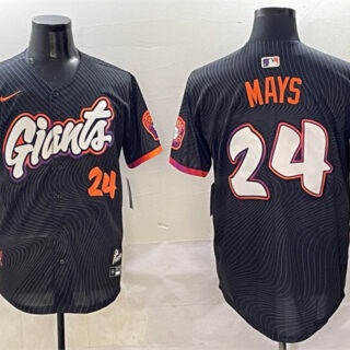 Men's San Francisco Giants #24 Willie Mays Anthracite 2025 City Connect Limited Stitched Baseball Jersey