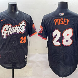 Men's San Francisco Giants #28 Buster Posey Anthracite 2025 City Connect Limited Stitched Baseball Jersey