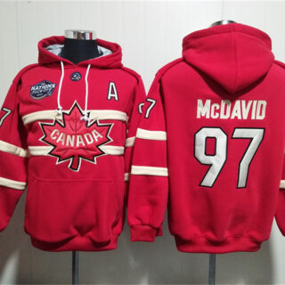 Men's Team Canada #97 Connor McDavid Red Ageless Must-Have Lace-Up Pullover Hoodie