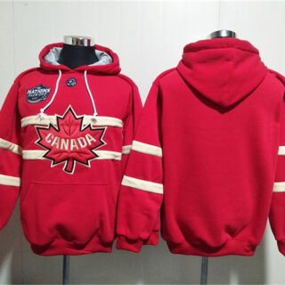 Men's Team Canada Blank Red Ageless Must-Have Lace-Up Pullover Hoodie