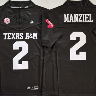 Men's Texas A&M Aggies Lions #2 Johnny Manziel Black 2025 F.U.S.E. Stitched Jersey