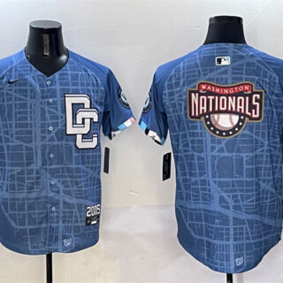 Men's Washington Nationals Team Big Logo Blue 2025 City Connect Limited Stitched Baseball Jersey