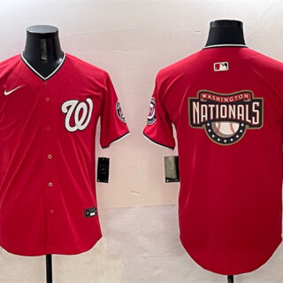 Men's Washington Nationals Team Big Logo Red Limited Stitched Baseball Jersey