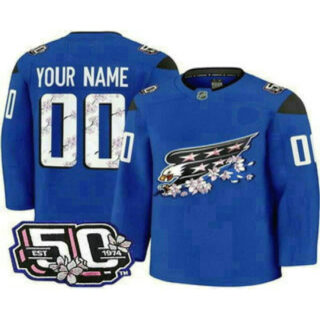 Men's Washington Capitals Customized Blue 50th Anniversary Authentic Jersey