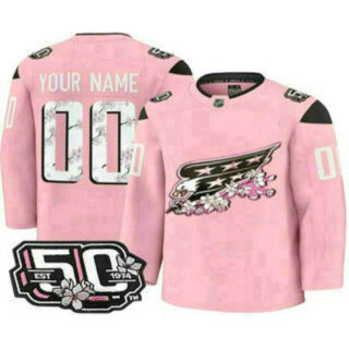Men's Washington Capitals Customized Pink 50th Anniversary Authentic Jersey