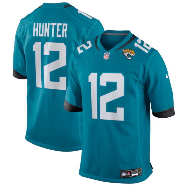 Men's #12 Travis Hunter Teal Jacksonville Jaguars 2025 NFL Draft First Round Pick Game Jersey