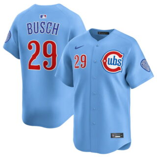 Men's Chicago Cubs #29 Michael Busch Blue 2024 25 2nd Alternate Limited Stitched Baseball Jersey