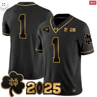 Notre Dame Fighting Irish 2025 CFP Final Patch Gold Vapor Limited Jersey Alternate #1 Team