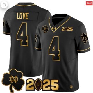 Notre Dame Fighting Irish 2025 CFP Final Patch Gold Vapor Limited Jersey Alternate #Jeremiyah Love