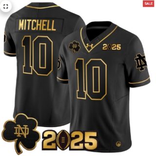 Notre Dame Fighting Irish 2025 CFP Final Patch Gold Vapor Limited Jersey Alternate #Kris Mitchell