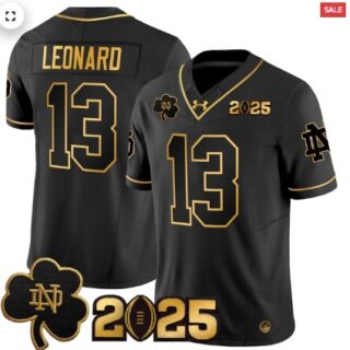 Notre Dame Fighting Irish 2025 CFP Final Patch Gold Vapor Limited Jersey Alternate #Riley Leonard