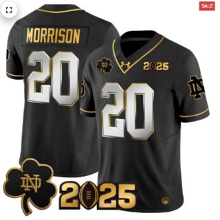 Notre Dame Fighting Irish 2025 CFP Final Patch Gold Vapor Limited Jersey Black Limited Benjamin Morrison