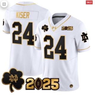 Notre Dame Fighting Irish 2025 CFP Final Patch Gold Vapor Limited Jersey White Gold Jack Kiser