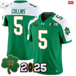 Notre Dame Fighting Irish 2025 CFP Final Patch Vapor Limited Jersey Green Alternate Beaux Collins