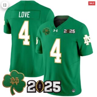Notre Dame Fighting Irish 2025 CFP Final Patch Vapor Limited Jersey Green Jeremiyah Love