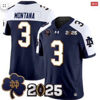 Notre Dame Fighting Irish 2025 CFP Final Patch Vapor Limited Jersey Navy Alternate Joe Montana