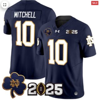 Notre Dame Fighting Irish 2025 CFP Final Patch Vapor Limited Jersey Navy Kris Mitchell