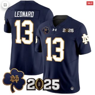 Notre Dame Fighting Irish 2025 CFP Final Patch Vapor Limited Jersey Navy Riley Leonard