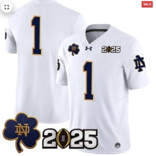 Notre Dame Fighting Irish 2025 CFP Final Patch Vapor Limited Jersey White #1 Team