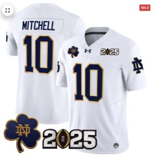 Notre Dame Fighting Irish 2025 CFP Final Patch Vapor Limited Jersey White Kris Mitchell