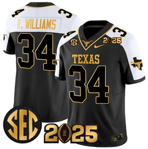 Men's Texas Longhorns 2025 CFP Final Gold Patch Vapor Limited Jersey Alternate Ricky Williams 34