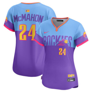 Women's Colorado Rockies #24 Ryan McMahon Purple Light Blue 2025 City Connect Limited Stitched Baseball Jersey(Run Small)