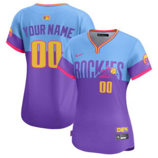 Women's Colorado Rockies ACTIVE PLAYER Custom Purple Light Blue 2025 City Connect Limited Stitched Baseball Jersey(Run Small)