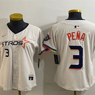 Women's Houston Astros #3 Jeremy Pena Cream 2025 City Connect With Texas Patch Limited Stitched Baseball Jersey(Run Small)