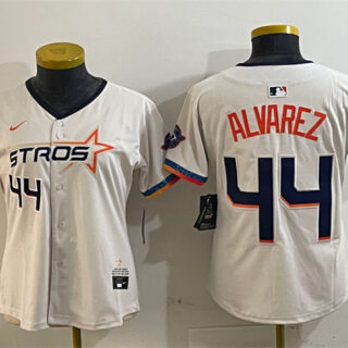 Women's Houston Astros #44 Yordan Alvarez Cream 2025 City Connect With Texas Patch Limited Stitched Baseball Jersey(Run Small)
