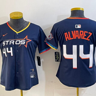 Women's Houston Astros #44 Yordan Alvarez Navy 2025 City Connect With Texas Patch Limited Stitched Baseball Jersey(Run Small)