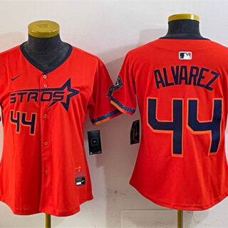 Women's Houston Astros #44 Yordan Alvarez Orange 2025 City Connect With Texas Patch Limited Stitched Baseball Jersey(Run Small)