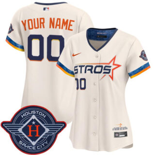 Women's Houston Astros Active Player Custom Cream 2025 City Connect Limited Stitched Baseball Jersey(Run Small)