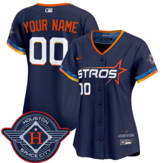 Women's Houston Astros Active Player Custom Navy 2025 City Connect Limited Stitched Baseball Jersey(Run Small)